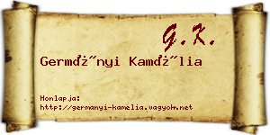 Germányi Kamélia névjegykártya